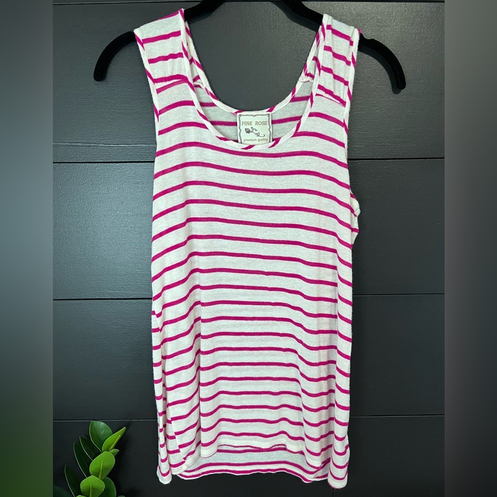 PINK ROSE Premium Quality Striped Tank Top. Women’s size L. GUC - Picture 7 of 7